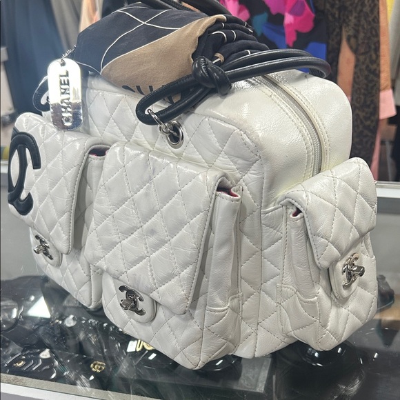 Chanel White and Black Quilted Backpack (Authentic!) main image 7